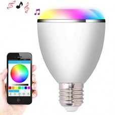 Smart Bluetooth 4.0 Wireless Multicolored 6W RGB LED Light Bulb with Speaker E27 for iOS and Android Devices - White